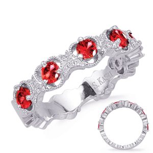 White Gold Ruby & Diamond Ring