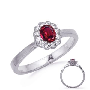 White Gold Ruby & Diamond Ring