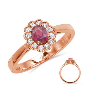 Rose Gold Ruby & Diamond  Ring