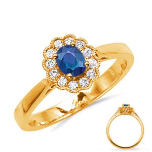 Yellow Gold Sapphire & Diamond Ring