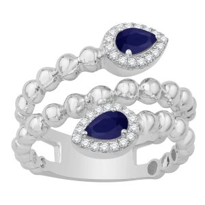 White Gold Sapphire & Diamond Ring