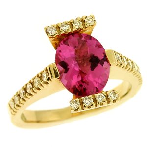 Pink Tourmaline./diamond Ring