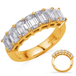 Yellow Gold Emerald Cut Diamond Band
