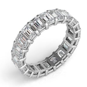Platinum Emerald Cut Eternity Band