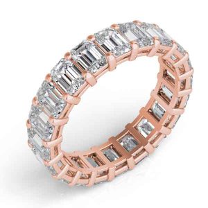 18k Rose Gold Emerad Cut Eernity Band