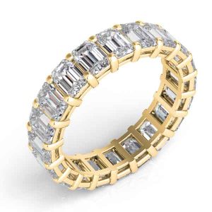 18k Yellow Gold Emerad Cut Eernity Band