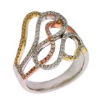 Rose & Yellow & White Gold Fashion Ring