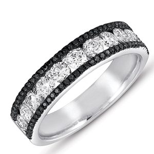 White Gold Black & White Diamond Band