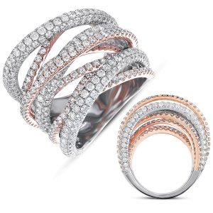 Rose & White Gold Pave Band
