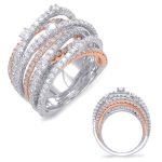 White & Rose Gold Pave Ring