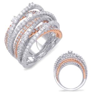 White & Rose Gold Pave Ring