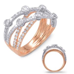 White & Rose Gold Diamond Fashion Ring