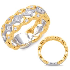 White & Yellow Gold Pave Band