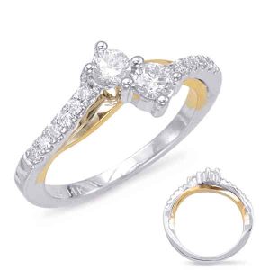 White & Yellow Gold Two Stone