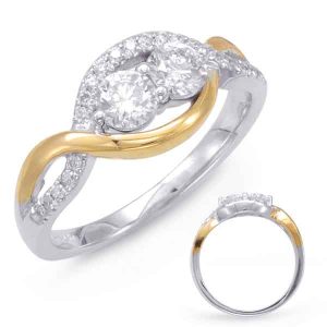 White & Yellow Gold Two Stone Ring