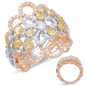 Rose & Yellow & White Gold Fashion Ring