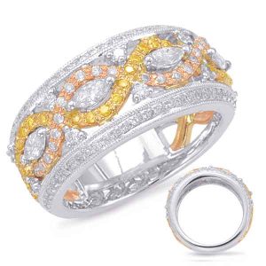 Rose & Yellow & White Gold Fashion Ring