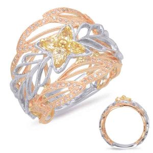 Rose & Yellow & White Gold Fashion Ring