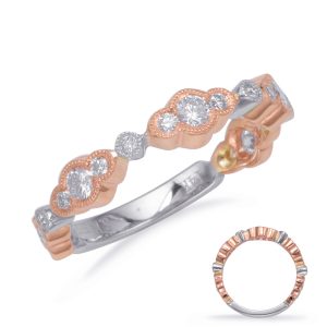 Rose & White Gold Diamond Band