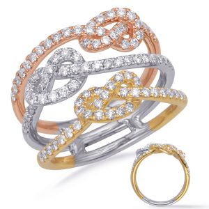 Rose & Yellow & White Gold Fashion Ring