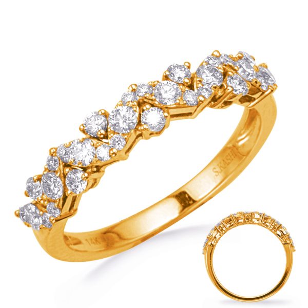 A gold ring with multiple circular diamonds is displayed prominently, along with a smaller image of the ring from a different angle.