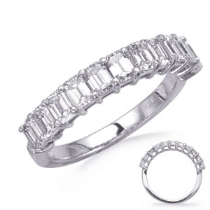 White Gold Diamond Emerald Cut Band