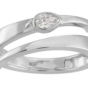 White Gold Pear Shape  Diamond Ring
