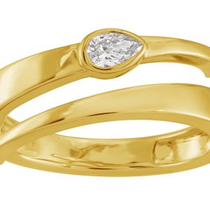 Yellow Gold Pear Shape  Diamond Ring