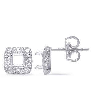 White Gold Diamond Earring For 5.5mm Cen