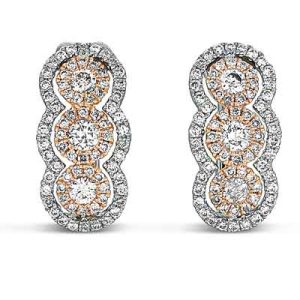 White & Rose Gold Diamond Earring
