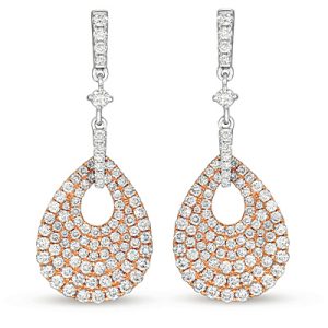 White & Rose Gold Diamond Earring