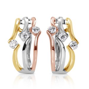 Rose & White & Yellow Gold Earring