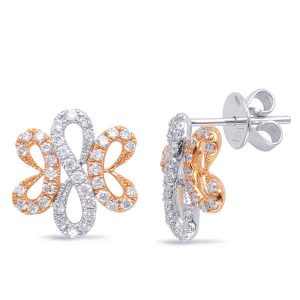 Rose & White Gold Diamond Earring