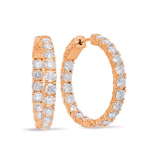 Rose Gold Hoop Earring 4 Prongs