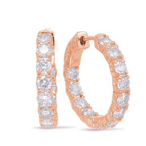 Rose Gold Hoop Earring- 4 Prongs