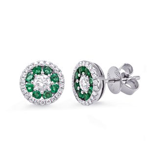 White Gold Emerald & Diamond Earring