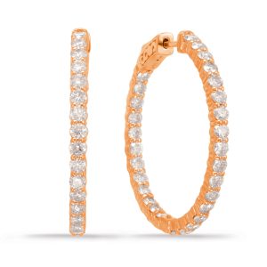 Rose Gold Hoop Earring- 2 Prongs