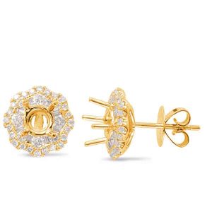 Yellow Gold Halo Diamond Earring