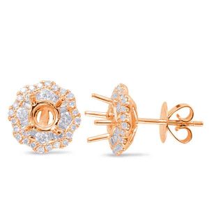 Rose Gold Halo Diamond Earring