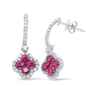White Gold Ruby & Diamond Earring