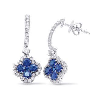 White Gold Sapphire & Diamond Earring