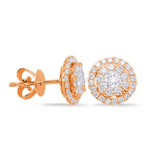 Rose Gold Diamond Earring 1cttw