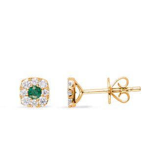 Yellow  Gold Diamond & Emerald Earring
