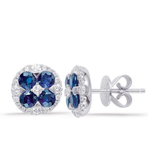 White Gold Sapphire & Diamond Earring