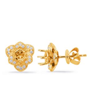Yellow Gold Diamond Earring For 1cttw