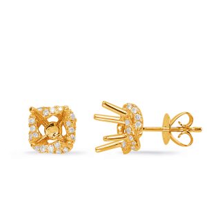 Yellow Gold Diamond Earring For .66cttw