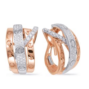 Rose & White Gold Diamond Earring