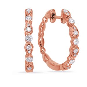 Rose Gold Diamond Hoop Earring