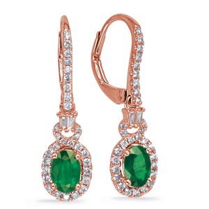 Rose Gold Emerald & Diamond Earring