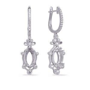 White Gold Diamond Earring 10x5mm